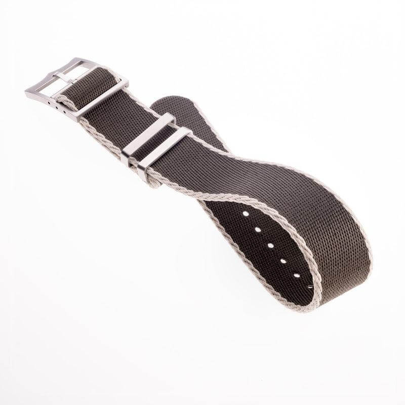 Eco-Friendly Nylon Military Watch Strap Military Green - Ecru- Single Pass - Recycled Military Watch Straps- Milano Straps