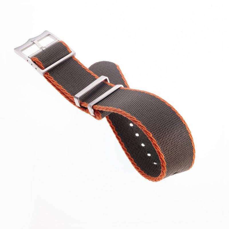 Eco-Friendly Nylon Military Watch Strap Military Green - Orange - Single Pass - Recycled Military Watch Straps- Milano Straps