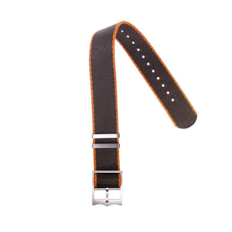 Eco-Friendly Nylon Military Watch Strap Military Green - Orange - Single Pass - Recycled Military Watch Straps- Milano Straps
