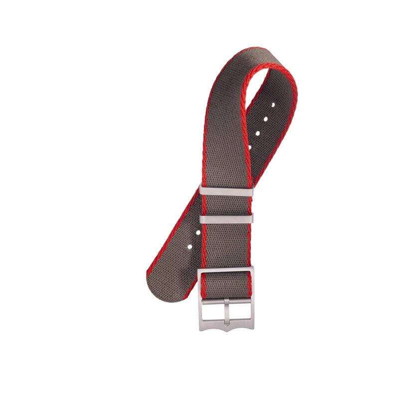 Eco-Friendly Nylon Military Watch Strap Military Green -Red - Tudor Watch Style - Recycled Military Watch Straps- Milano Straps