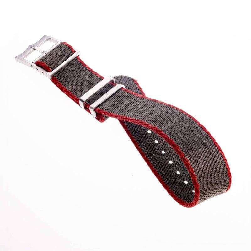 Eco-Friendly Nylon Military Watch Strap Military Green -Red - Tudor Watch Style - Recycled Military Watch Straps- Milano Straps