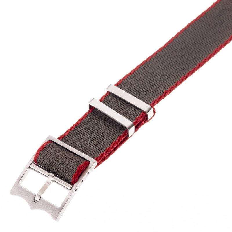Eco-Friendly Nylon Military Watch Strap Military Green -Red - Tudor Watch Style - Recycled Military Watch Straps- Milano Straps
