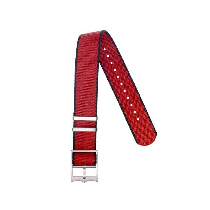 Eco-Friendly Nylon Military Watch Strap Watch Strap Red - Black- Single Pass - Recycled Military Watch Straps- Milano Straps