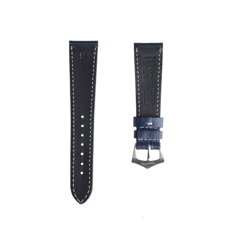Navy Blue Saffiano Leather Watch Strap - Leather strap- Milano Straps