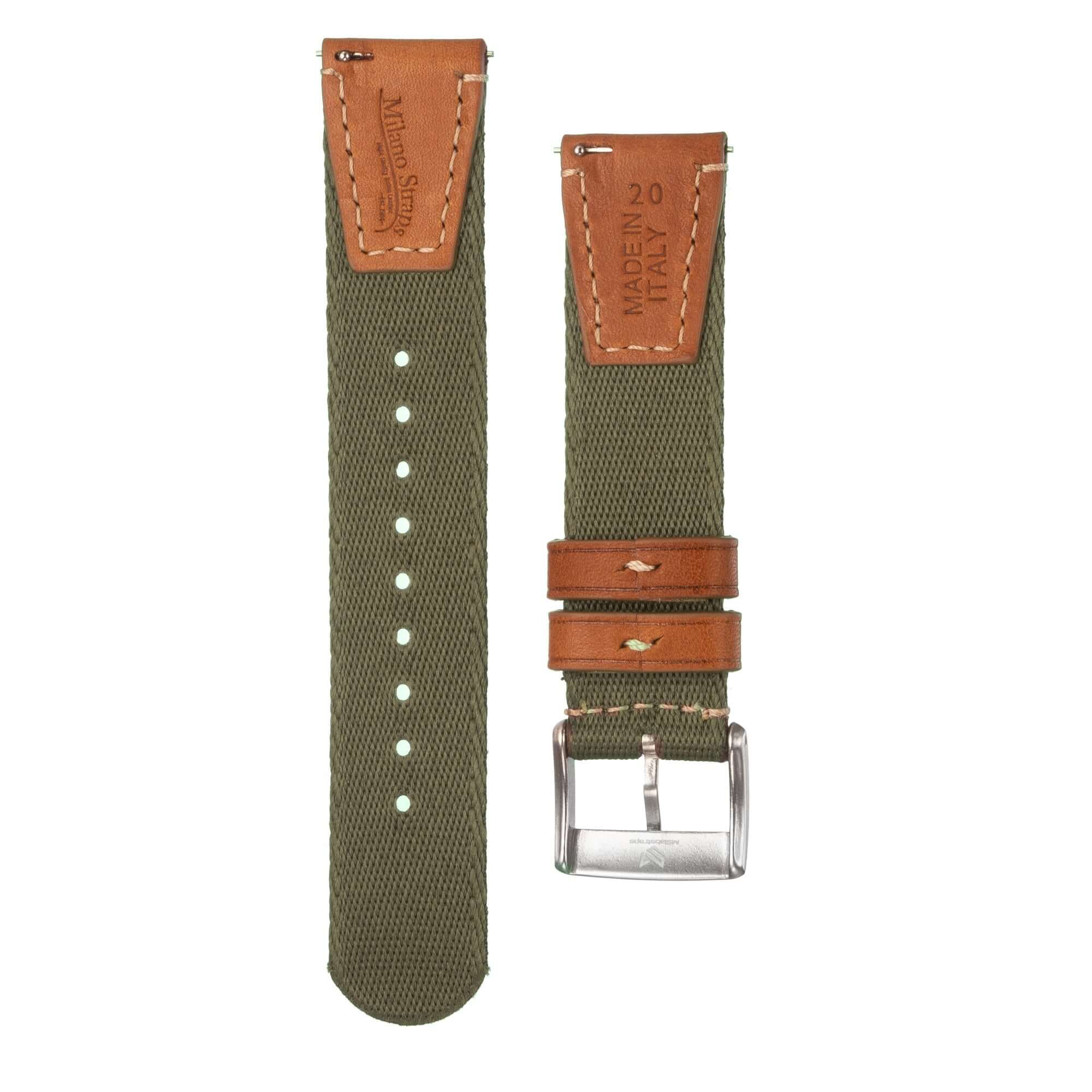 Apple Watch Leather Nylon Military Green Band