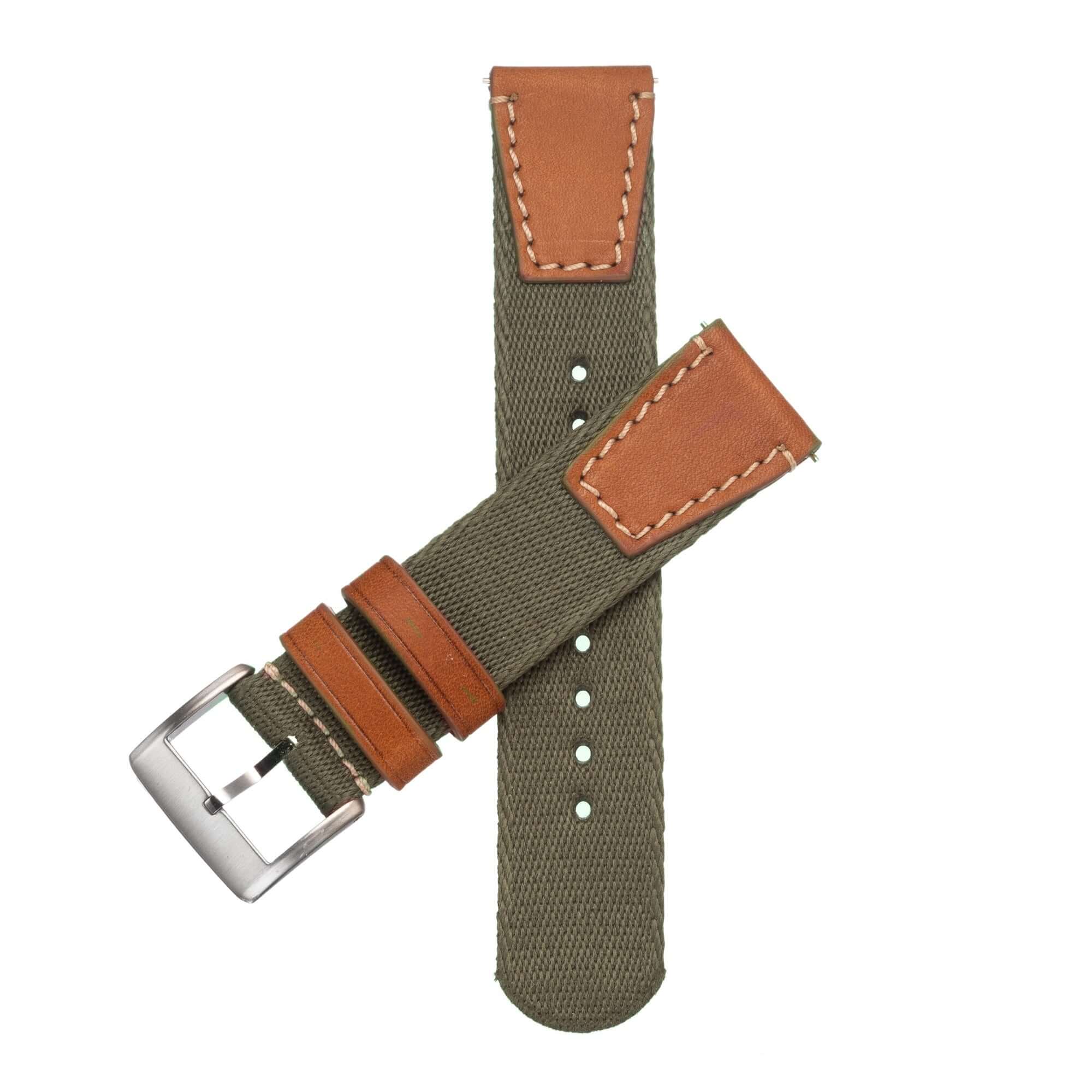 Apple Watch Leather Nylon Military Green Band