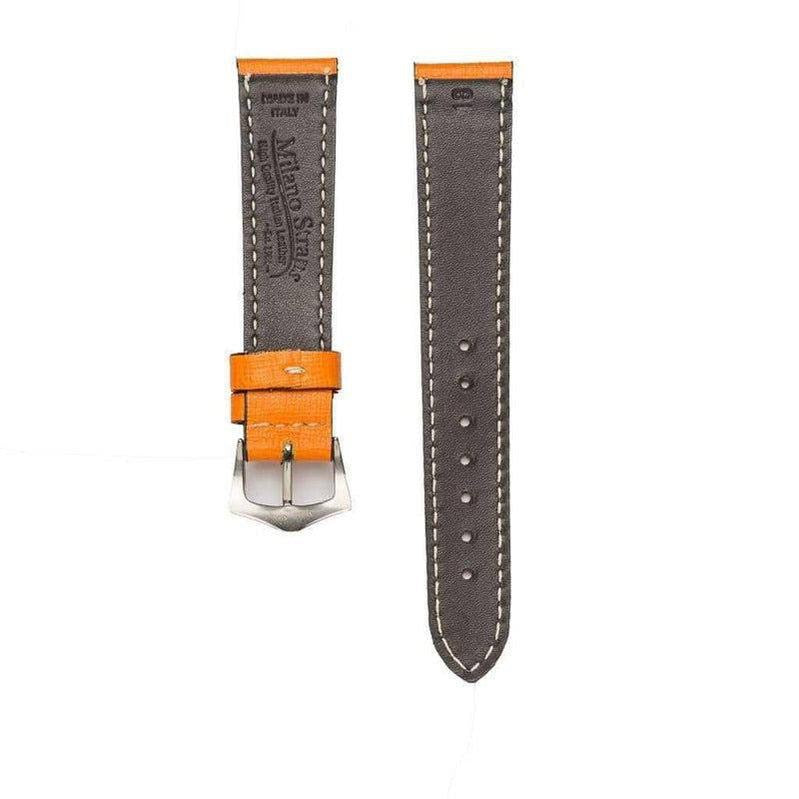 Orange Saffiano Leather Watch Strap - Leather strap- Milano Straps
