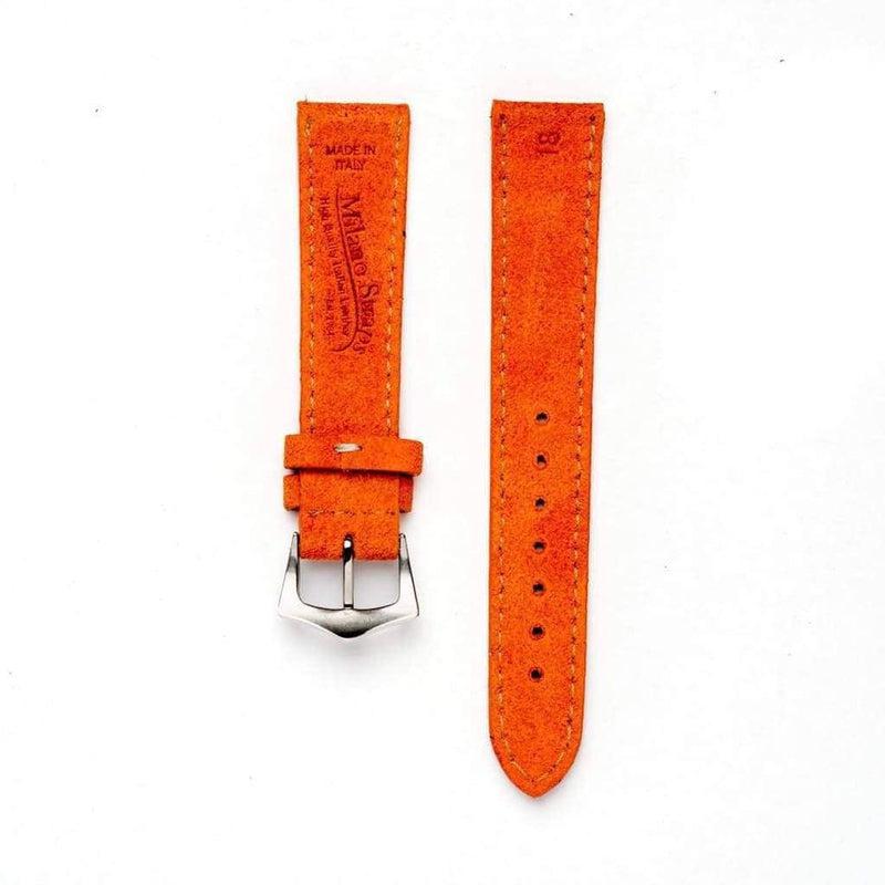 Orange Suede Watch Strap Stitches - Suede strap- Milano Straps