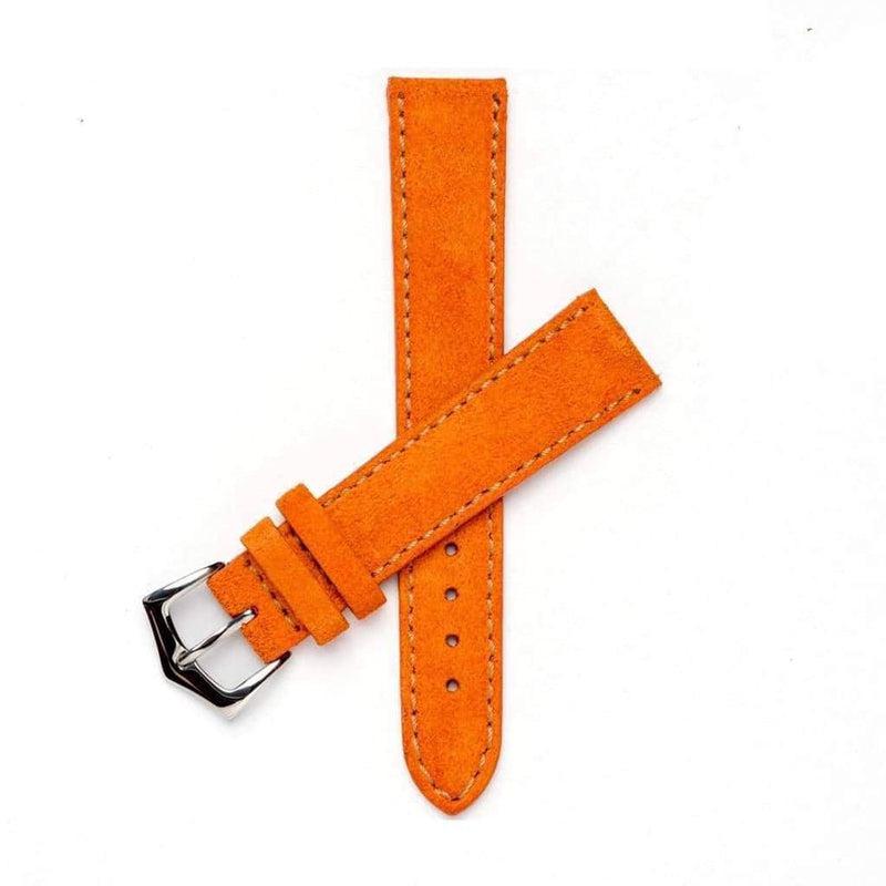 Orange Suede Watch Strap Stitches - Suede strap- Milano Straps