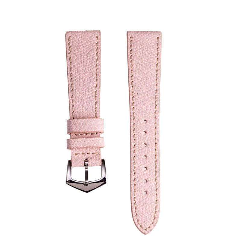 Pink Hammered Calfskin Ecru Stitches Watch strap - Leather strap- Milano Straps
