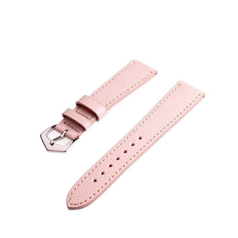 Pink Hammered Calfskin Ecru Stitches Watch strap - Leather strap- Milano Straps