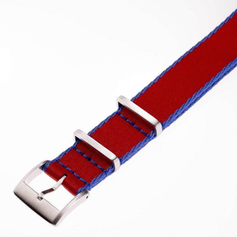 Eco-Friendly Nylon Military Strap Red Blue Borders - Recycled Military Watch Straps- Milano Straps