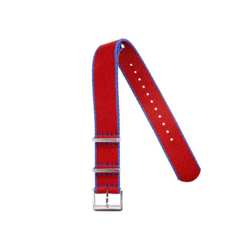 Eco-Friendly Nylon Military Strap Red Blue Borders - Recycled Military Watch Straps- Milano Straps
