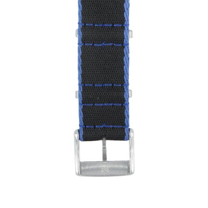 Eco-Friendly Nylon Military Watch Strap -  Black Light Blue Borders - Recycled Military Watch Straps- Milano Straps