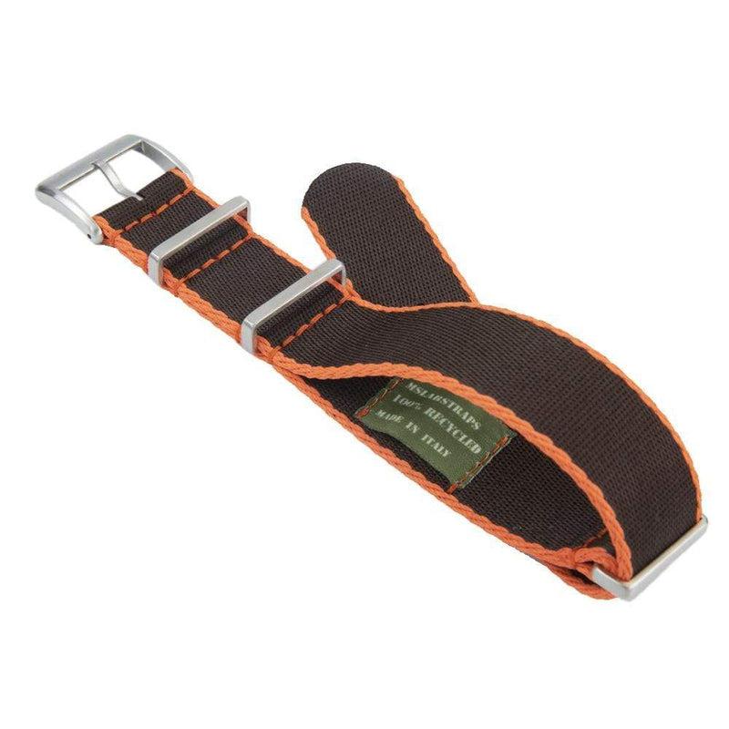 Eco-Friendly Nylon Military Watch Strap - Black Orange Borders - Recycled Military Watch Straps- Milano Straps