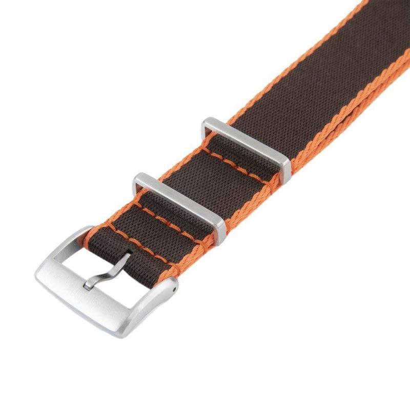Eco-Friendly Nylon Military Watch Strap - Black Orange Borders - Recycled Military Watch Straps- Milano Straps