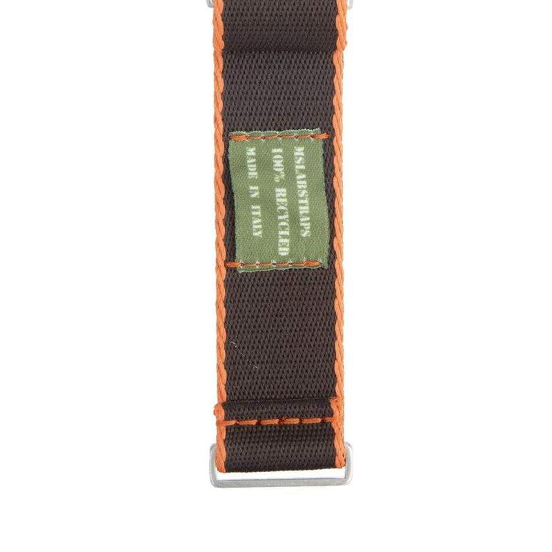Eco-Friendly Nylon Military Watch Strap - Black Orange Borders - Recycled Military Watch Straps- Milano Straps