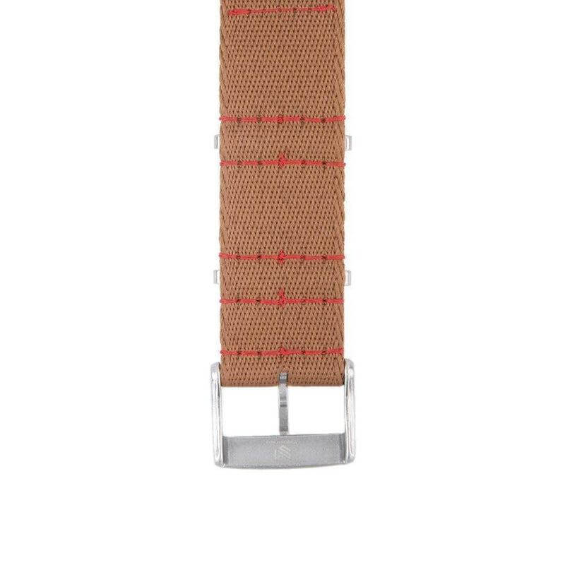 Eco-Friendly Nylon Military Watch Strap - Brown Red Stitches - Recycled Military Watch Straps- Milano Straps