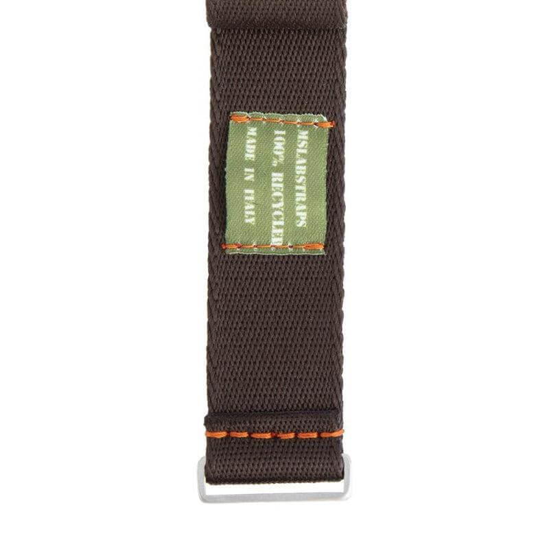 Eco-Friendly Nylon Military Watch Strap -  Dark Brown Orange Stitches - Recycled Military Watch Straps- Milano Straps