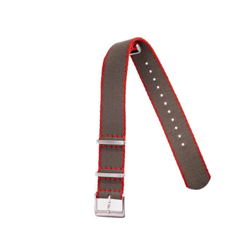 Eco-Friendly Nylon Military Watch Strap - Dark Green Red Borders - Recycled Military Watch Straps- Milano Straps