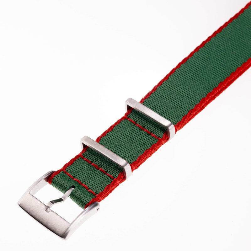 Eco-Friendly Nylon Military Watch Strap - Green Orange Borders - Recycled Military Watch Straps- Milano Straps