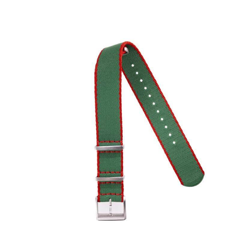 Eco-Friendly Nylon Military Watch Strap - Green Orange Borders - Recycled Military Watch Straps- Milano Straps
