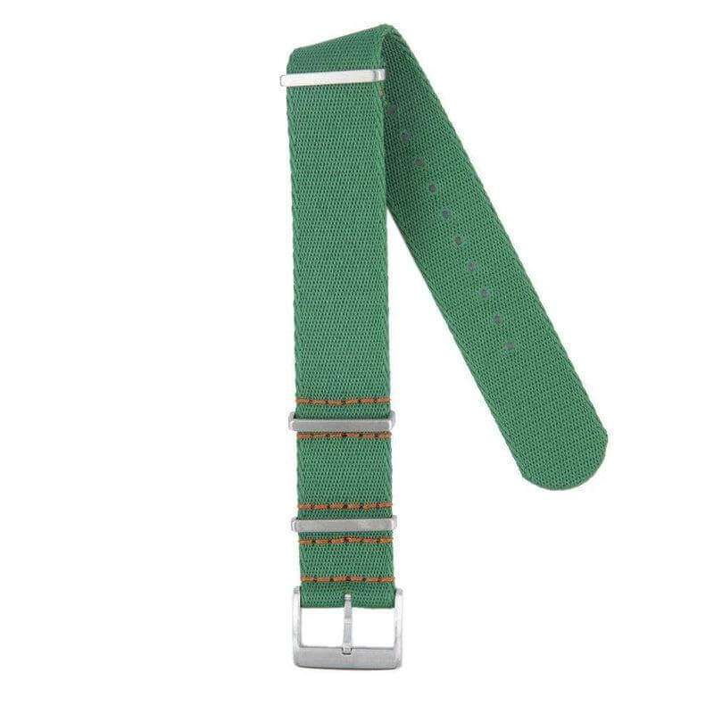 Eco-Friendly Nylon Military Watch Strap - Green Orange Stitches - Recycled NATO straps- Milano Straps