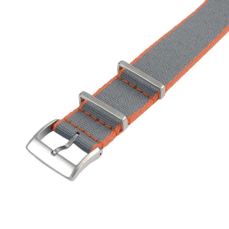 Eco-Friendly Nylon Military Watch Strap -  Grey Orange Borders - Recycled NATO straps- Milano Straps