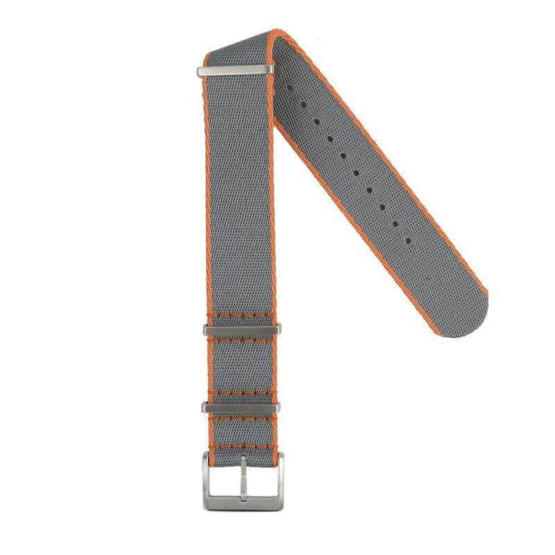 Eco-Friendly Nylon Military Watch Strap -  Grey Orange Borders - Recycled NATO straps- Milano Straps
