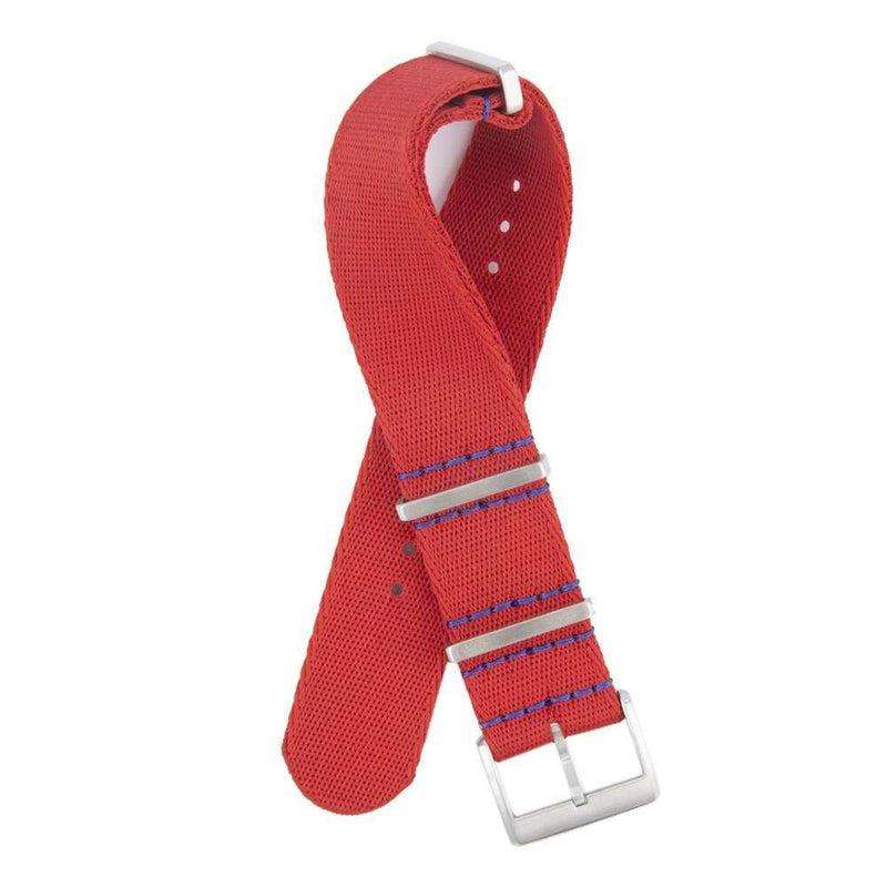 Eco-Friendly Nylon Military Watch Strap -  Red Blue Stitches - Recycled NATO straps- Milano Straps