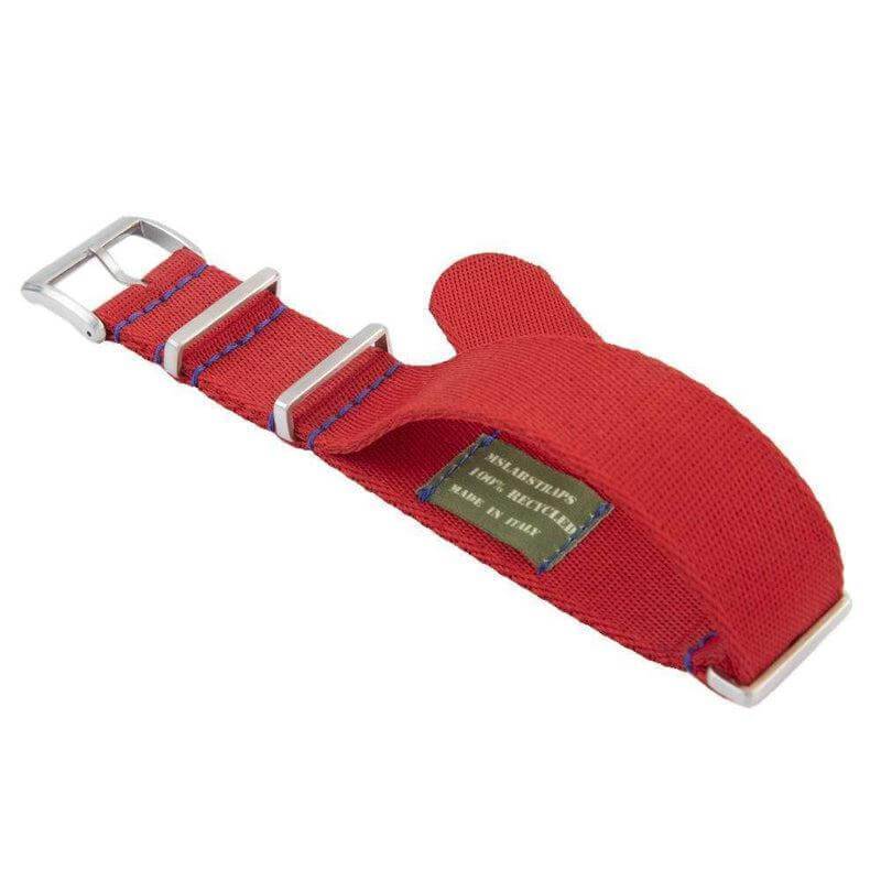 Eco-Friendly Nylon Military Watch Strap -  Red Blue Stitches - Recycled NATO straps- Milano Straps