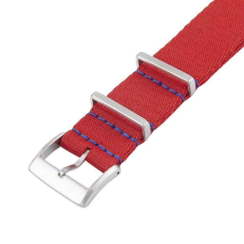 Eco-Friendly Nylon Military Watch Strap -  Red Blue Stitches - Recycled NATO straps- Milano Straps