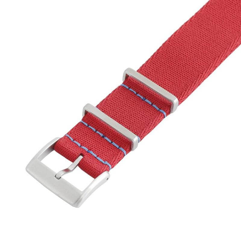 Eco-Friendly Nylon Military Watch Strap -  Red Light Blue Stitches - Recycled NATO straps- Milano Straps