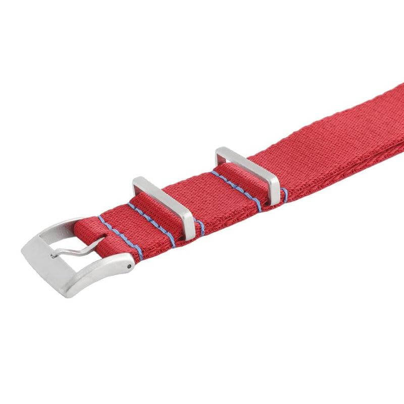 Eco-Friendly Nylon Military Watch Strap -  Red Light Blue Stitches - Recycled NATO straps- Milano Straps