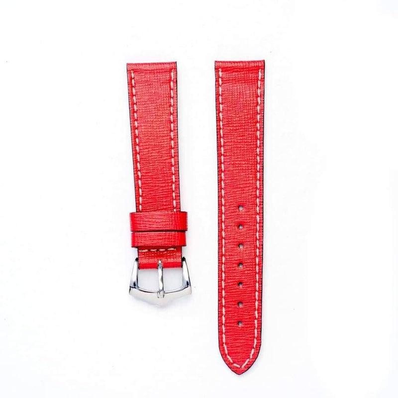 Red Saffiano leather Watch Strap - Leather strap- Milano Straps