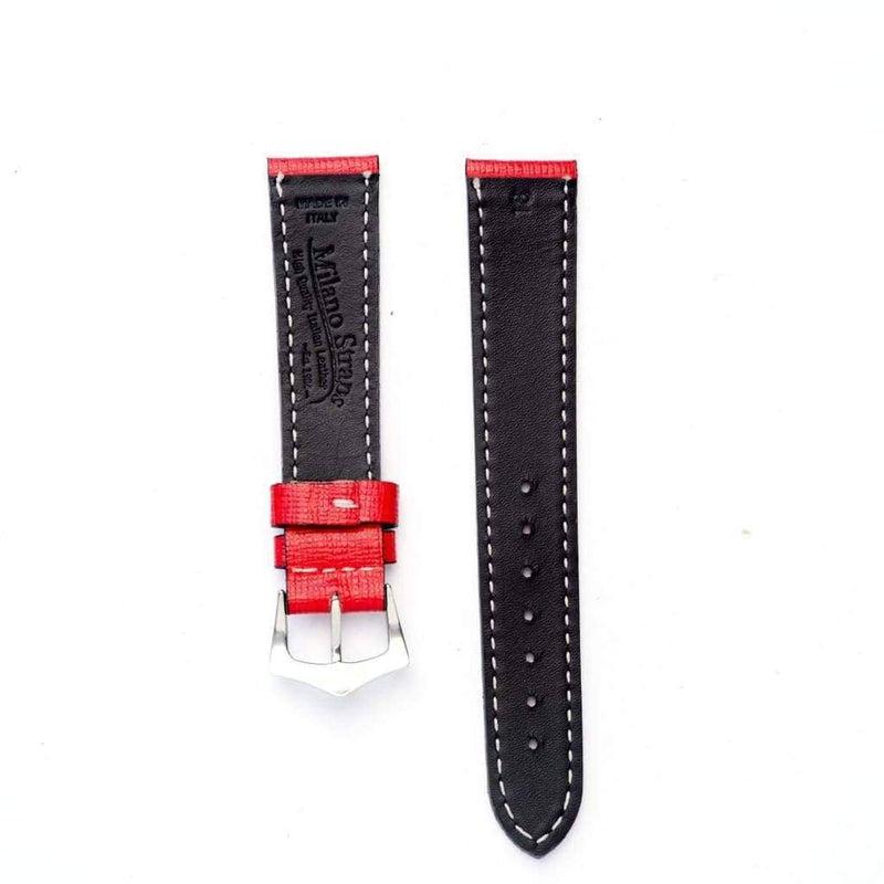 Red Saffiano leather Watch Strap - Leather strap- Milano Straps