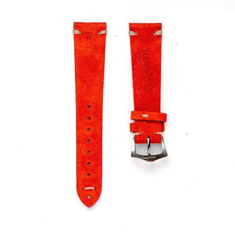 Red Suede Vintage Leather Watch Strap - Suede strap- Milano Straps