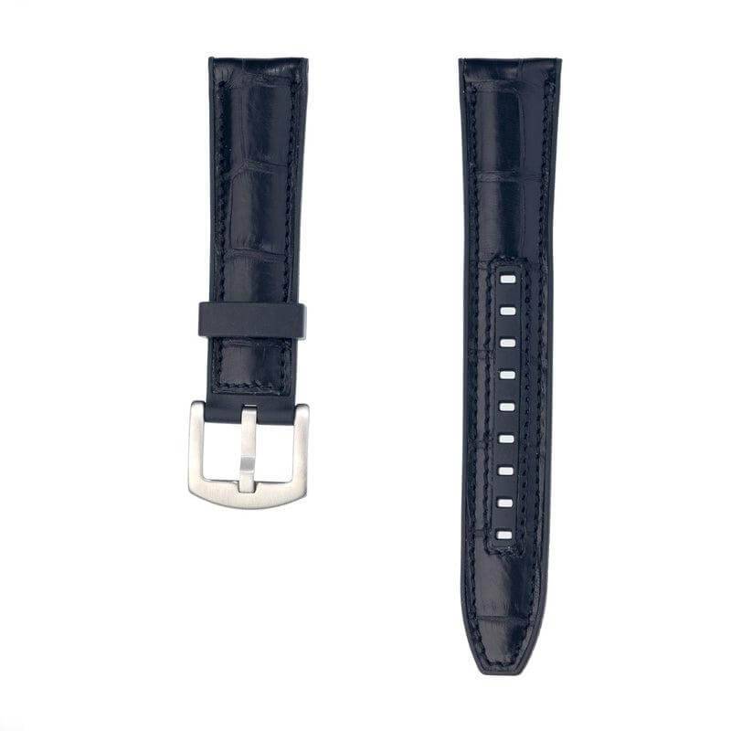 Rubber Black Alligator Watch Band - Rubber Strap- Milano Straps