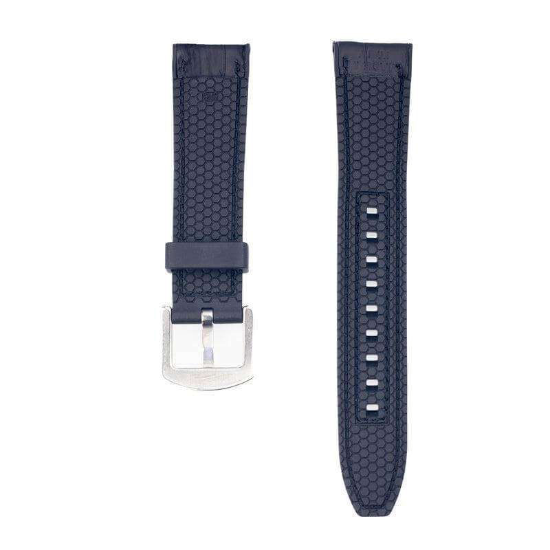 Rubber Black Alligator Watch Band - Rubber Strap- Milano Straps