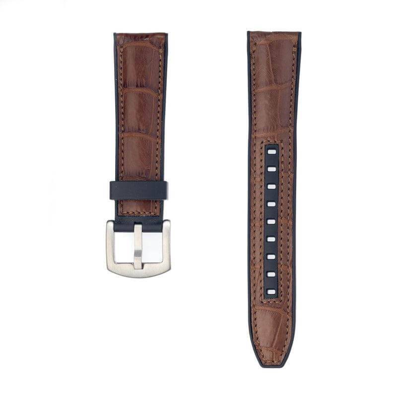 Rubber Brown Alligator Watch Band - Rubber Strap- Milano Straps