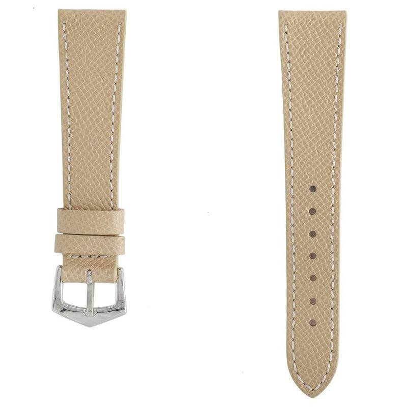 Sand Hammered Calfskin Ecru Stitches Watch strap - Leather strap- Milano Straps