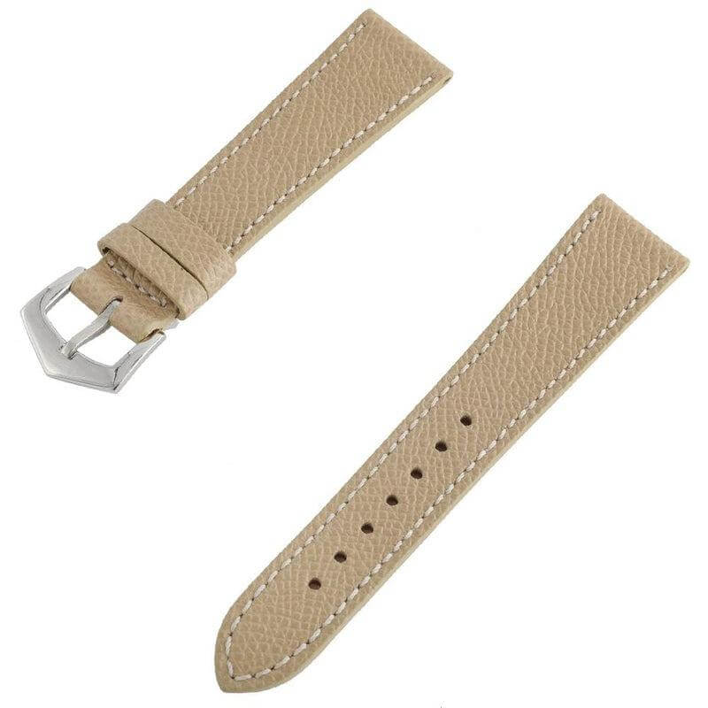 Sand Hammered Calfskin Ecru Stitches Watch strap - Leather strap- Milano Straps