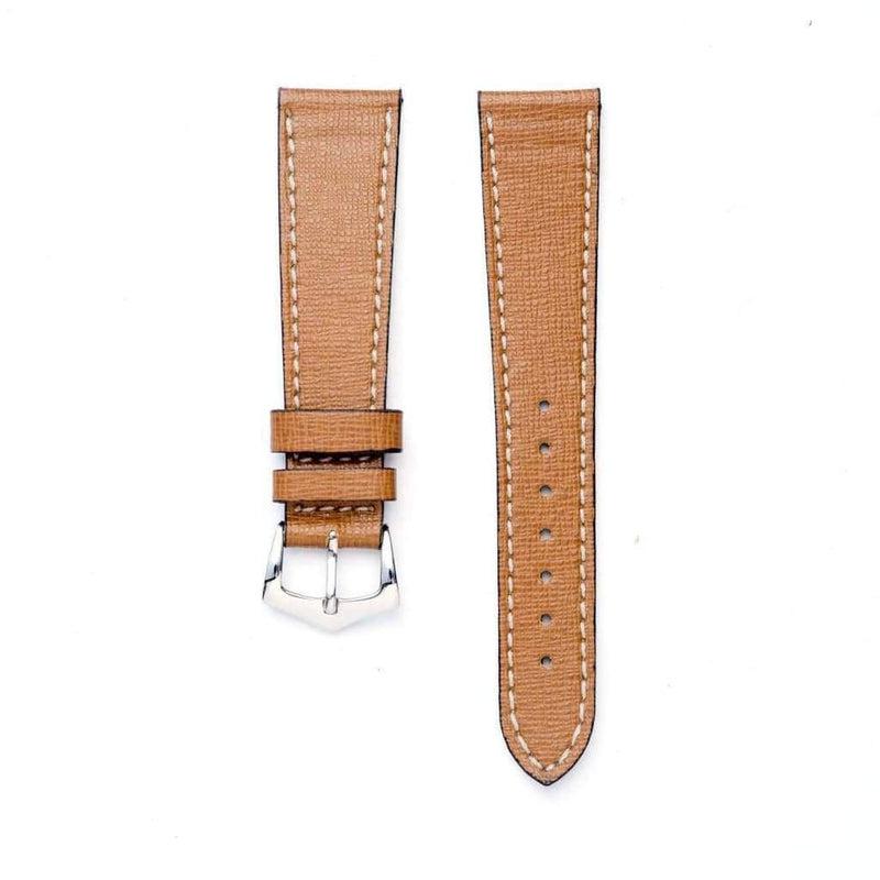 Tan Saffiano  Leather Watch Strap - Leather strap- Milano Straps
