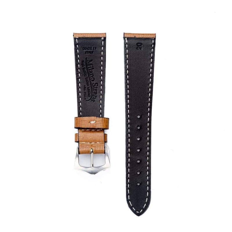 Tan Saffiano  Leather Watch Strap - Leather strap- Milano Straps