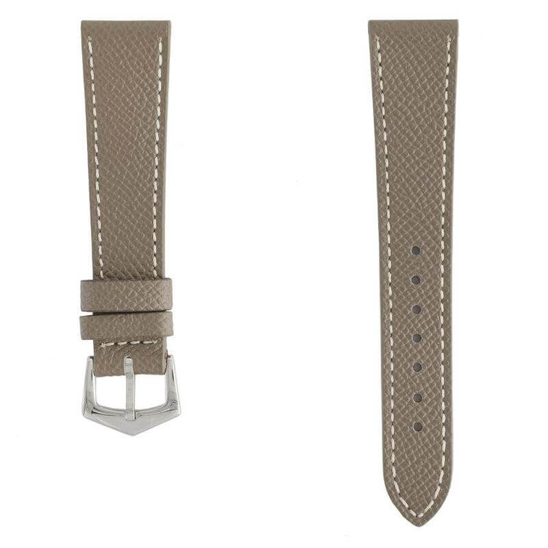 Taupe Hammered Calfskin Ecru Stitches Watch strap - Leather strap- Milano Straps