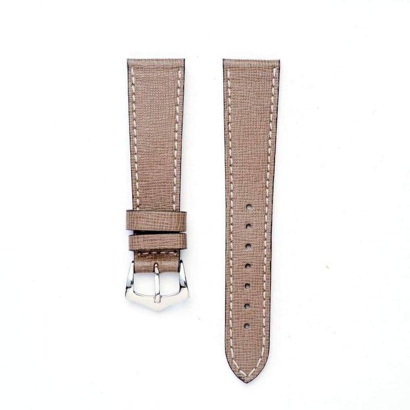 Taupe Saffiano  Leather Watch Strap -Taupe - Leather strap- Milano Straps