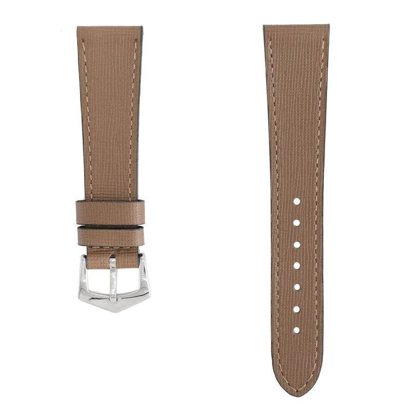 Taupe Saffiano Leather Watch Strap - Taupe Color - Leather strap- Milano Straps