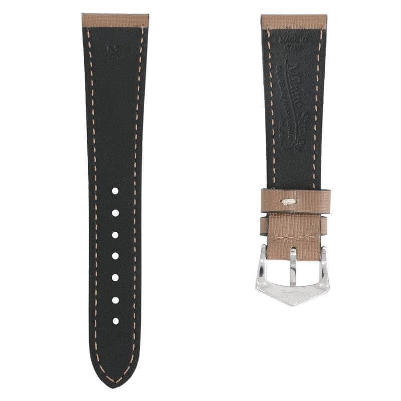 Taupe Saffiano Leather Watch Strap - Taupe Color - Leather strap- Milano Straps