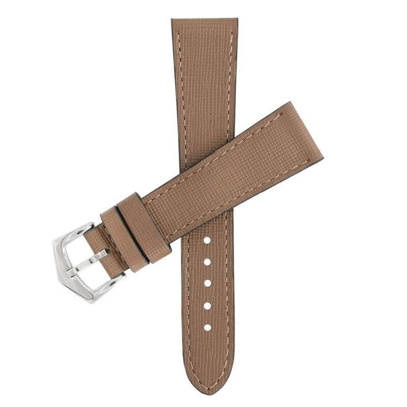 Taupe Saffiano Leather Watch Strap - Taupe Color - Leather strap- Milano Straps