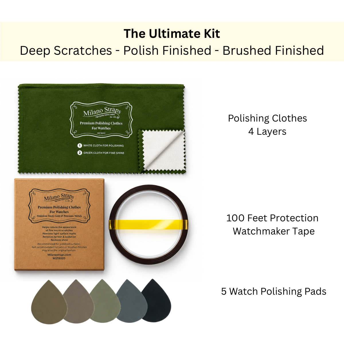 Watch Case and Bracelet Restoration Polishing and Scratches Removal Kit